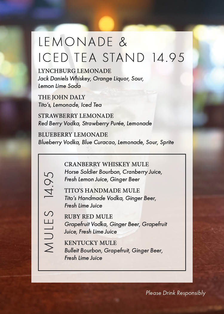 Stage house cocktails